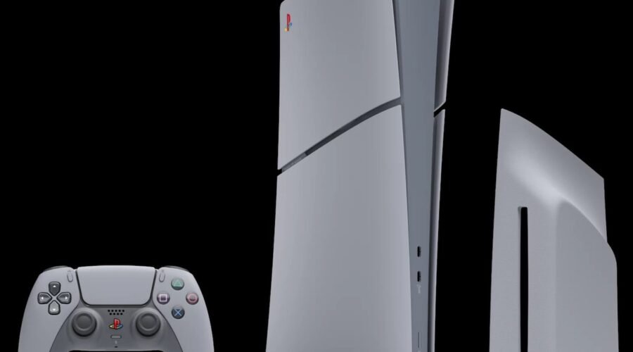 a close-up of a video game console ps5 30th anniversary